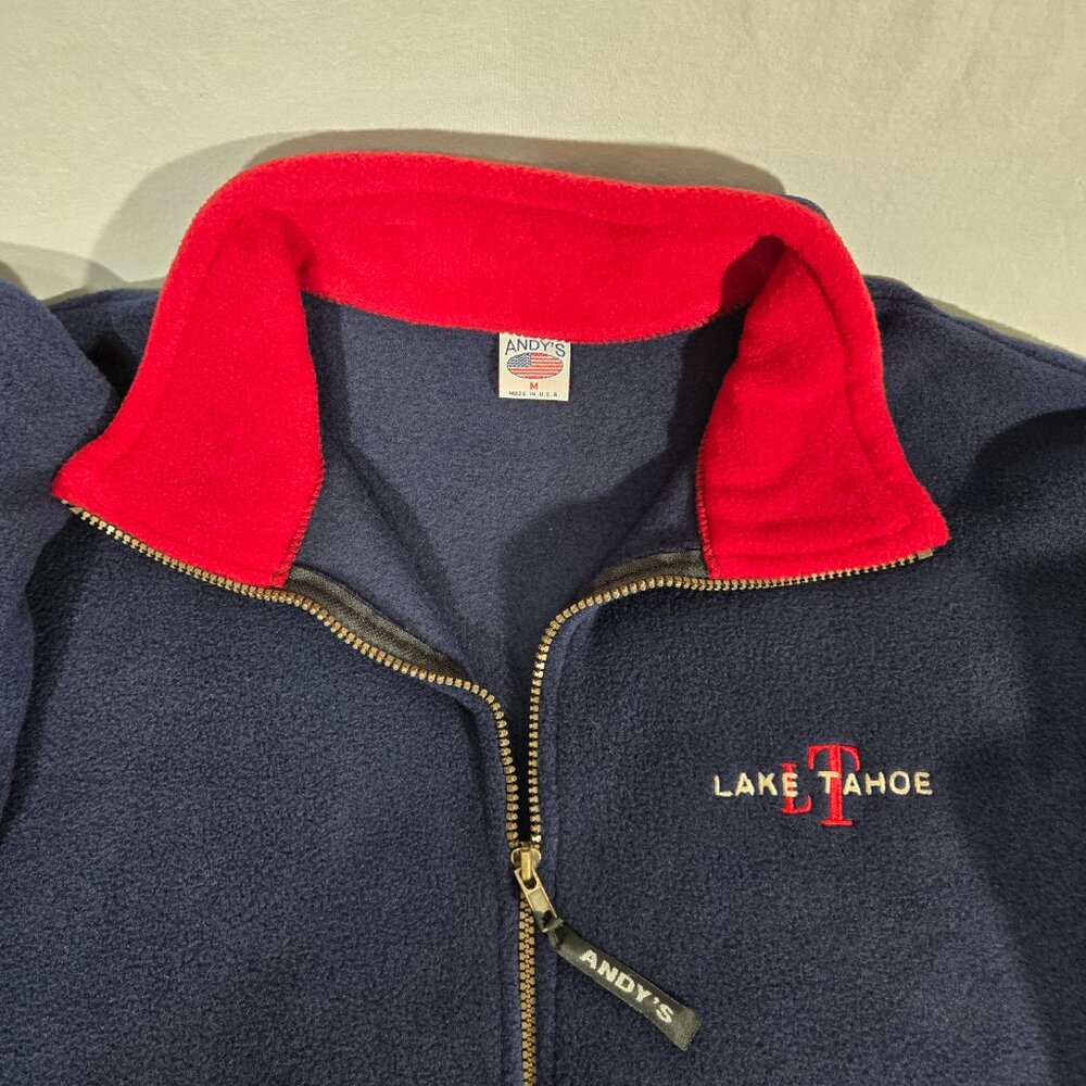 U.S.A. Vintage ANDY'S Blue "LAKE TAHOE" Full-Zip Fleece Jacket OVERSIZED Size M. - Picture 9 of 17